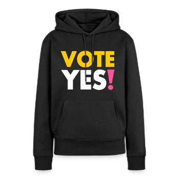 Vote yes - Sweat à capuche Premium bio Femme - noir - Devant - Julia (174cm)