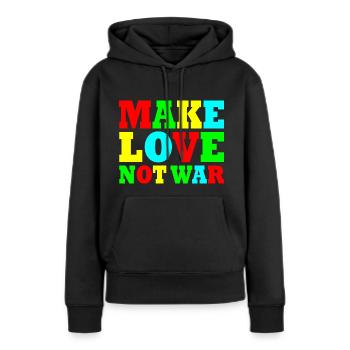 Make love not war - Sweat à capuche Premium bio Femme - noir - Devant - Julia (174cm)