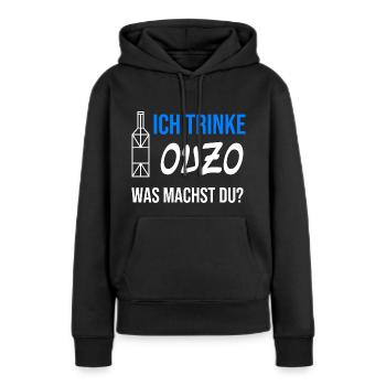 Ouzo - Frauen Premium Bio Hoodie - Schwarz - Vorne - Julia (174cm)