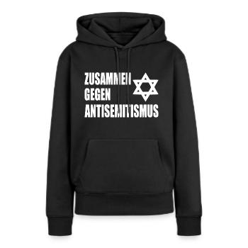 zusammen gegen antisemitismus - Frauen Premium Bio Hoodie - Schwarz - Vorne - Julia (174cm)