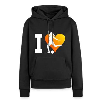 Fussball Fussballspielen Fussballspieler Damen - Frauen Premium Bio Hoodie - Schwarz - Vorne - Julia (174cm)