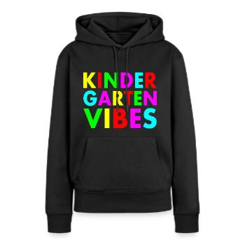 kindergarten vibes - Sweat à capuche Premium bio Femme - noir - Devant - Julia (174cm)