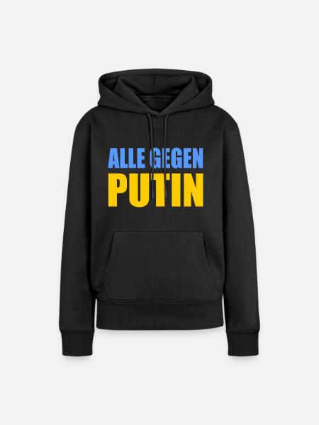 Alle gegen putin - Frauen Premium Bio Hoodie - Schwarz