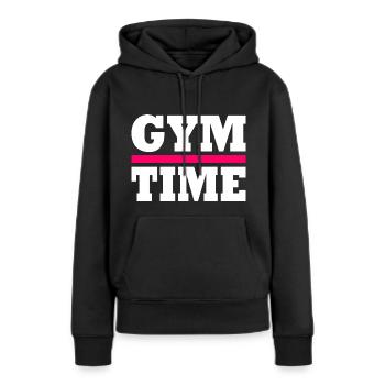 Gym - Sweat à capuche Premium bio Femme - noir - Devant - Julia (174cm)