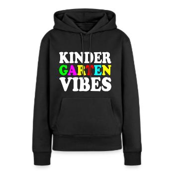 kindergarten vibes - Sweat à capuche Premium bio Femme - noir - Devant - Julia (174cm)