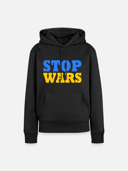 Stop war - Frauen Premium Bio Hoodie - Schwarz