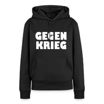 Gegen krieg - Frauen Premium Bio Hoodie - Schwarz - Vorne - Julia (174cm)