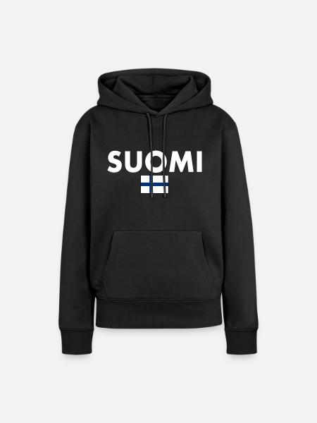 Suomi - Frauen Premium Bio Hoodie - Schwarz