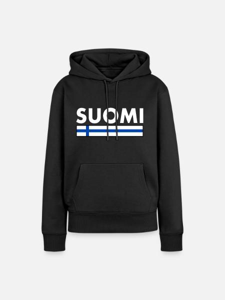 Suomi - Frauen Premium Bio Hoodie - Schwarz