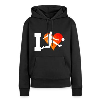 Fussballspielen Fussballer Fussballspieler - Frauen Premium Bio Hoodie - Schwarz - Vorne - Julia (174cm)