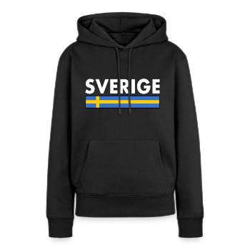 Sverige - Frauen Premium Bio Hoodie - Schwarz - Vorne - Julia (174cm)