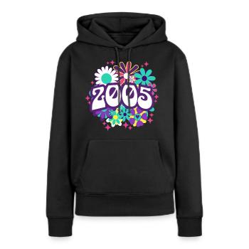 Fête Anniversaire Femme 2005 18 Ans Anniversaire - Sweat à capuche Premium bio Femme - noir - Devant - Julia (174cm)