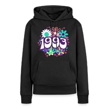Fête Anniversaire Femme 1993 30 Ans Anniversaire - Sweat à capuche Premium bio Femme - noir - Devant - Julia (174cm)
