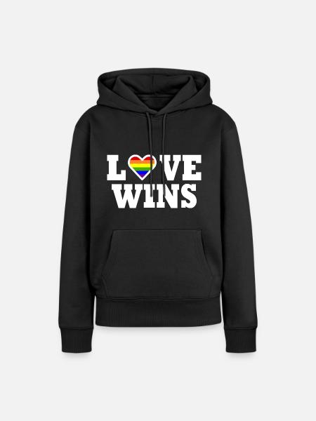 Love wins - Frauen Premium Bio Hoodie - Schwarz