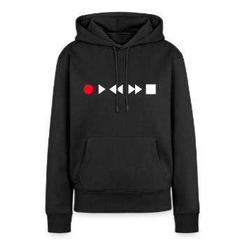 Record Play Rewind Fast Forward Stop - Frauen Premium Bio Hoodie - Schwarz - Vorne - Julia (174cm)