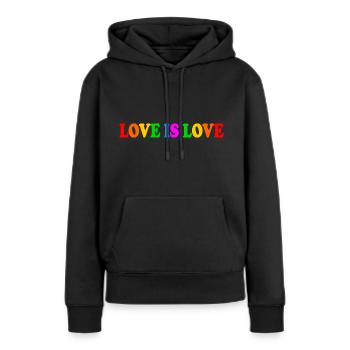 Love is love - Sweat à capuche Premium bio Femme - noir - Devant - Julia (174cm)