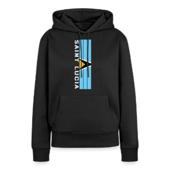 St. Lucia Landesfarbe in Streifen - Frauen Premium Bio Hoodie - Schwarz - Vorne - Julia (174cm)