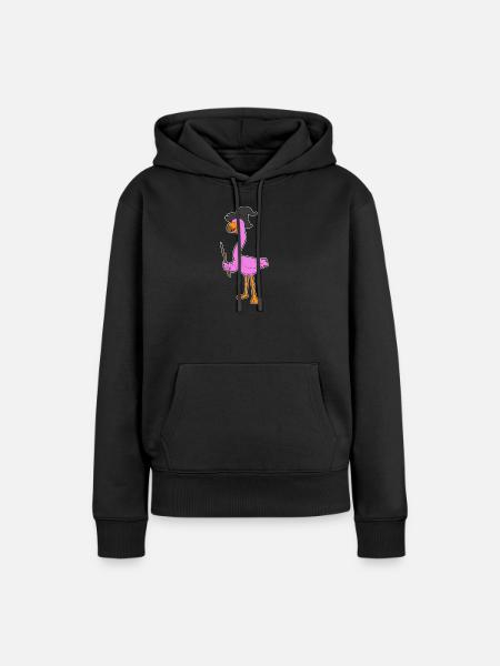 Flamingo Hexe Hexenhut - Frauen Premium Bio Hoodie - Schwarz
