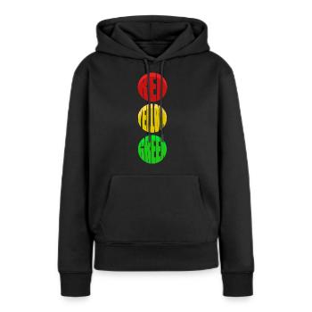 ROUGE JAUNE VERT Feux de circulation - La sécurité avant tout - Sweat à capuche Premium bio Femme - noir - Devant - Julia (174cm)