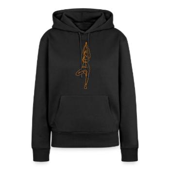 2 Yoga Vrikshasana oder der Baum | 6. Gold-Rubin-Flamme - Frauen Premium Bio Hoodie - Schwarz - Vorne - Julia (174cm)