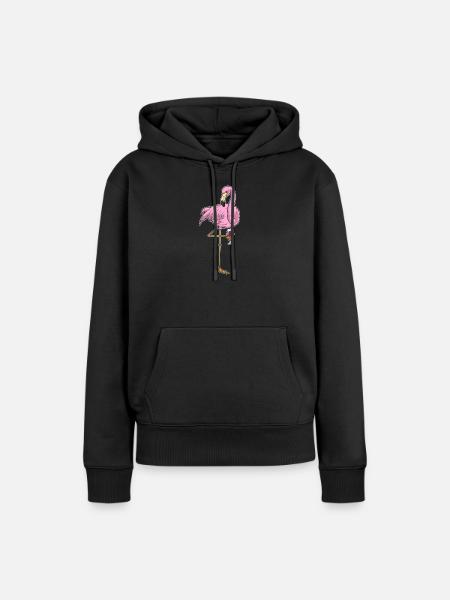 Flamingo Rotwein - Frauen Premium Bio Hoodie - Schwarz