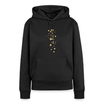 Or, Perles, Perles, Pluie, Étoiles, Rivets - Sweat à capuche Premium bio Femme - noir - Devant - Julia (174cm)