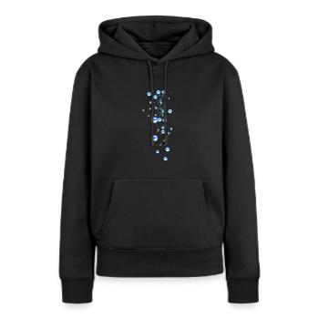 Bleu, perles, perle, pluie, étoiles, rivets - Sweat à capuche Premium bio Femme - noir - Devant - Julia (174cm)