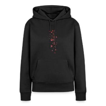 Rouge, perles, perles, pluie, étoiles, rivets - Sweat à capuche Premium bio Femme - noir - Devant - Julia (174cm)