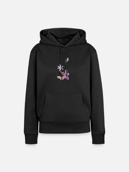pastelliges Blütenmuster - Frauen Premium Bio Hoodie - Schwarz