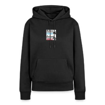 Motorradfahrer Spruch "2 Räder bewegen die Seele" - Frauen Premium Bio Hoodie - Schwarz - Vorne - Julia (174cm)