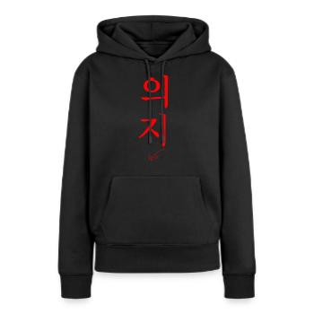 Coréen - Sweat à capuche Premium bio Femme - noir - Devant - Julia (174cm)