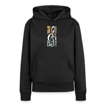 clef vintage – conception de symboles musicaux - Sweat à capuche Premium bio Femme - noir - Devant - Julia (174cm)