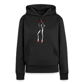Silhouette Woman Hair Shoes Red - Women’s Premium Organic Hoodie - black - Front - Julia (174cm)