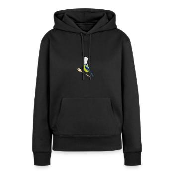 Chef Bleu Chef Cuisine Oiseau Oiseau Ami - Sweat à capuche Premium bio Femme - noir - Devant - Julia (174cm)