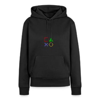 Gamepad Tasten Used Look - Frauen Premium Bio Hoodie - Schwarz - Vorne - Julia (174cm)