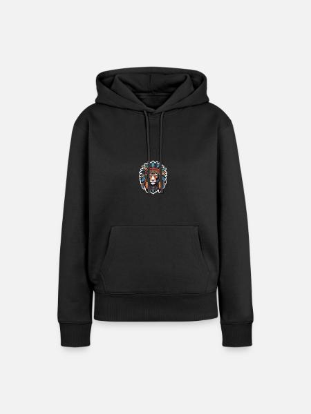 Häuptling Tiger - Frauen Premium Bio Hoodie - Schwarz