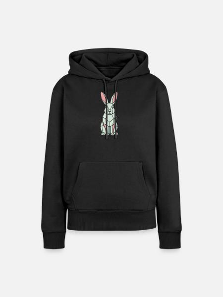 Geometrischer Hase Low Poly Modern - Frauen Premium Bio Hoodie - Schwarz