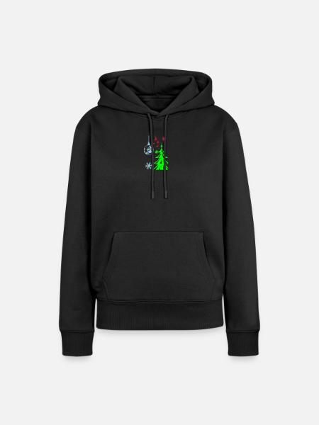 Motyw Bożego Narodzenia - Dame Premium hoodie, økologisk bomuld - sort