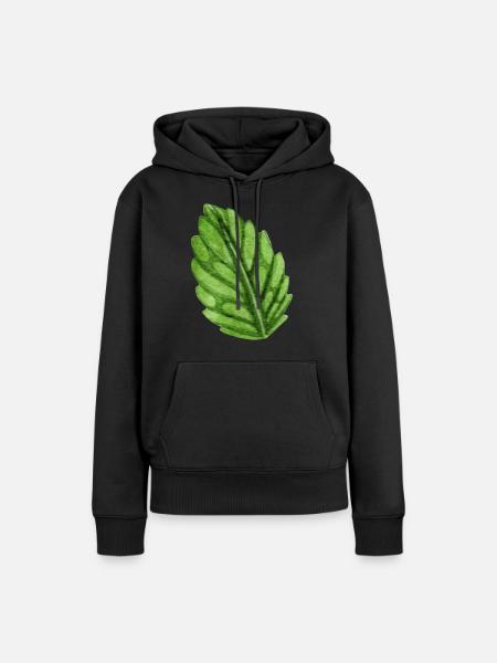 Minze Minzblatt - Frauen Premium Bio Hoodie - Schwarz