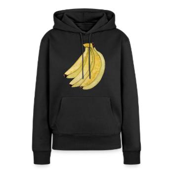 Banane bananes - Sweat à capuche Premium bio Femme - noir - Devant - Julia (174cm)