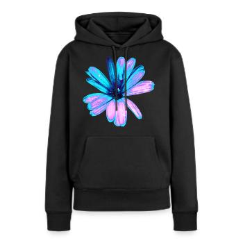 Turquoise and pink flower - Women’s Premium Organic Hoodie - black - Front - Julia (174cm)