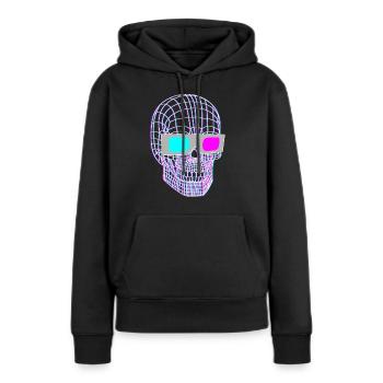 Crâne 3D avec des lunettes 3D - Sweat à capuche Premium bio Femme - noir - Devant - Julia (174cm)