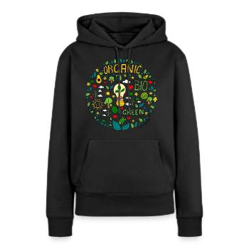 croquis de la planète verte en coloré - Sweat à capuche Premium bio Femme - noir - Devant - Julia (174cm)