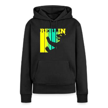 Ours de Berlin - Sweat à capuche Premium bio Femme - noir - Devant - Julia (174cm)