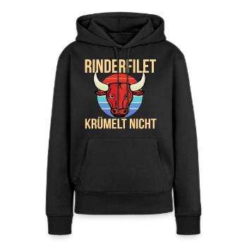 Fleisch Rinderfilet Krümelt Grillen in Vintage - Frauen Premium Bio Hoodie - Schwarz - Vorne - Julia (174cm)