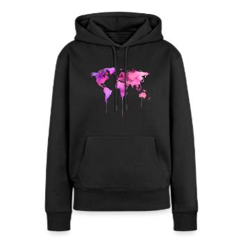 Weltkarte - Frauen Premium Bio Hoodie - Schwarz - Vorne - Julia (174cm)