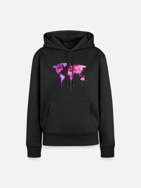 Weltkarte - Frauen Premium Bio Hoodie - Schwarz