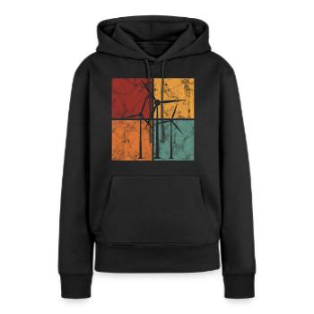 Énergie éolienne énergie éolienne éolienne - Sweat à capuche Premium bio Femme - noir - Devant - Julia (174cm)