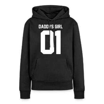Daddys Girl 01 - Frauen Premium Bio Hoodie - Schwarz - Vorne - Julia (174cm)