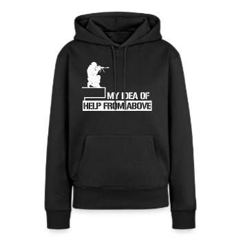 L’armée - Sweat à capuche Premium bio Femme - noir - Devant - Julia (174cm)